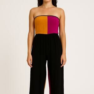 Vintage The NU-OZ 90s Strapless Wrap Colorful Jumpsuit Size S